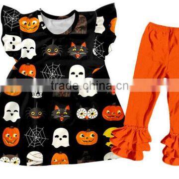 Halloween Pattern Toddlers Girls Clothing Wholesale Girls Printing Boutique Outfits Kids Clothing Design Baby Clothing China