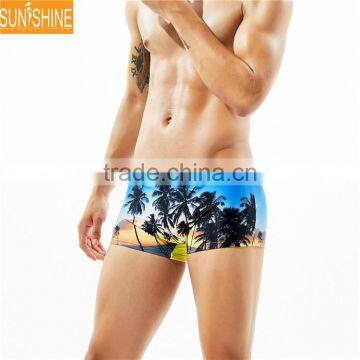 Palm Tree Sublimation Print Boardshorts Men's 4way Stretch Surf Shorts Swim Trunks