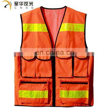 CNSS customized design fluorecent red high visibility reflective safety vest