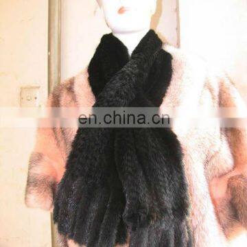 Natural top quality Knitted mink fur scarf