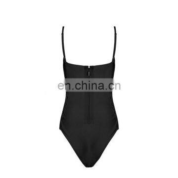 2017 Fashion Women Sexy Black Side Lace Up High Cut Thong One Piece Bikini Swimwear photo-6