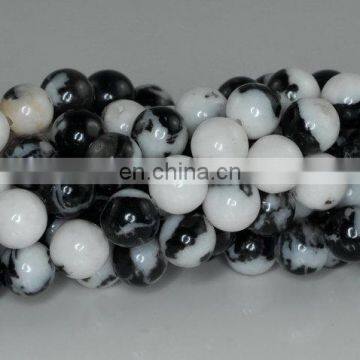 8mm Black Zebra Round Beads Plain Black Zebra Onyx Round Beads Loose Gemstone Round Beads photo-2
