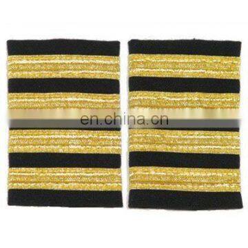 Pilot Epaulette | Badge of Rank two strip gold | Gold Metallic Braid Epaulette