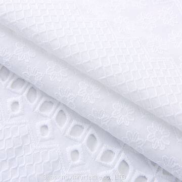 high quality white cotton lace fabric embroidered