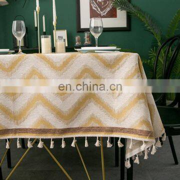 New style simple stripe jacquard chenille tablecloth square tablecloth