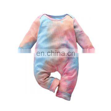 Posh Baby Ribbed Tiedye Jumpsuit Long Sleeve Bodysuit Tie Dye Romper photo-2