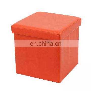 RTS Modern PVC Leather Folding Sitting Living Room Storage Stool Ottoman Box