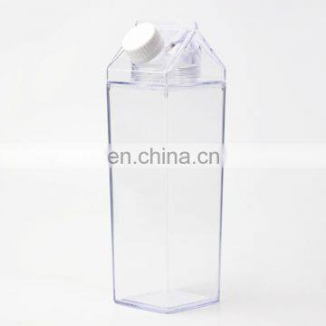 Square Reusable Custom Logo Transparent Clear Milk Carton Shaped Plastic Water Bottle photo-2