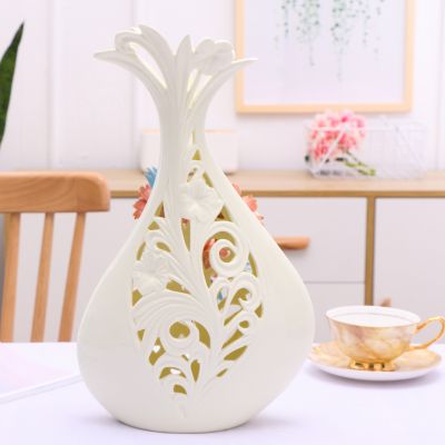 Hollow Modern Simple Gild Creative White Ceramic Flower Vase For Living Room Decor