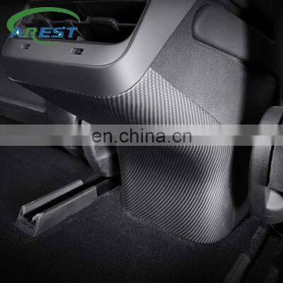 Frosting Matte Carbon Fiber For Tesla Model 3 Interior Armrests Box Rear Seat Anti-Kick Protection Cover Model3 Accessories