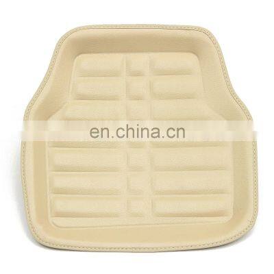 Beige Universal Car Floor Leather Mat Front & Rear Liner Easy Clean Waterproof Mat For VW/AUDI/BMW photo-2