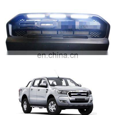 Fit T7 Auto Car Front Hood Grille For RANGER 2015-2017 Grille w/ led bar light