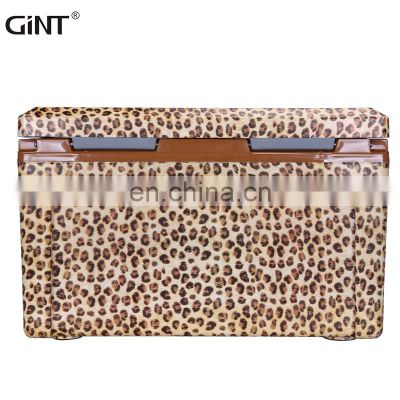 2021 New Design Eco Friendly Plastic cooler box Leopard Print Ice Box Custom Imprint Insulated customize Logo Cooler box