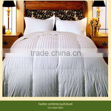 Feather duvet/stripe fabric quilt comforter/hotel bedding set