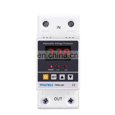 40A 63A 220V Din Rail Adjustable Recovery Reconnect Over and Under Voltage Protective Device Protector Over Voltage Protector