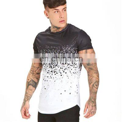 Tow Tone Color Printed Casual Wear T shirts Hot Selling 100% Cotton Short Sleeve O- Neck Men T Shirts