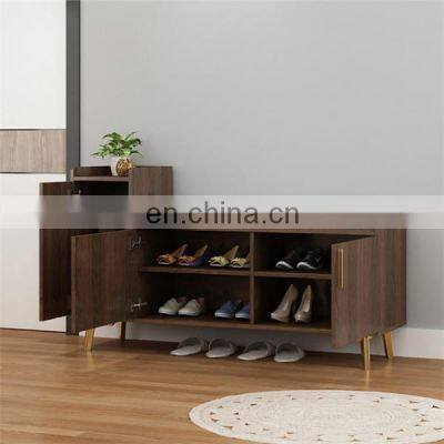 Wooden Shoe Storage Cabinet Bench with 3 Drawers Removable Seat Cushion