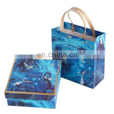 157gsm art paper empty gift box factory price custom cardboard package starry sky design box with paper handle box