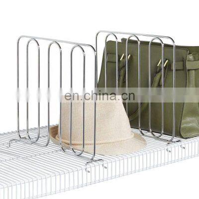 Metal Wire Closet Shelf Divider and Separator for Storage Organization in Bedroom, Bathroom, Kitchen, Office