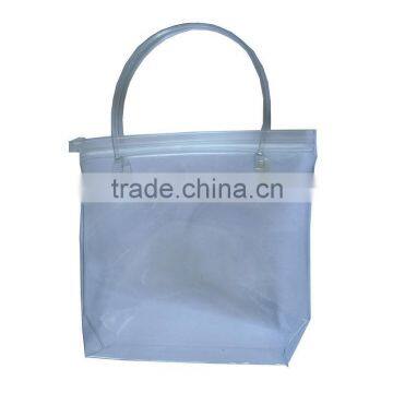 Tranparent plastic cosmetic package handle bag for sunscreen cream beach towel oil cosmetics