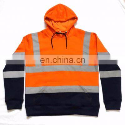 Wholesale Orange Navy Blue hi Vis Custom Hoodie Safety Hoodie Best Selling Work Wear Hoodie Safety Winter Clothing photo-3
