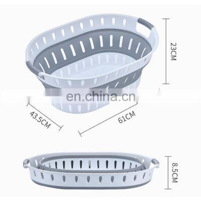 Plastic Loundry Organizer Large Kid Oval Foldable Bathroom Laundry Hamper Collapsible Storage Basket photo-2