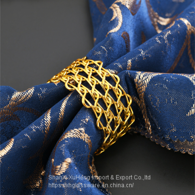 Luxury Gold Mesh Woven Napkin Ring Holder For Wedding Party