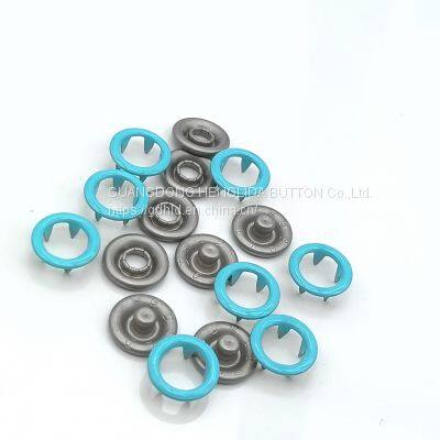 HLD factory custom color 10mm dyed ring Prong snap button for garment