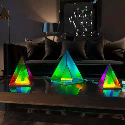 Nordic Led Magic Box Computer Background Colorful Muse Cube Lamp Decorative Acrylic Night Light Pyramid Triangle Table Lamps photo-4