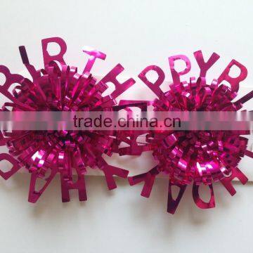 3.25" PET Red Happy Birthday Fancy Ribbon Flower Bow for Celebration/Ornament Birthday Party photo-5