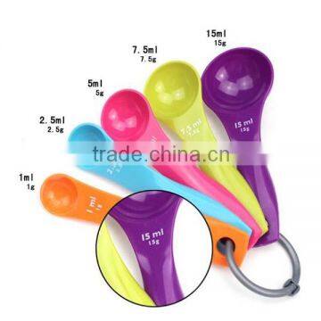 Wholesale measuring spoon set colorful ABS set of 5pieces measuring spoons teaspoon baking tools spoon set