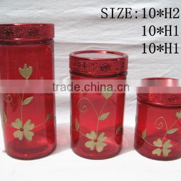 Hand-painted glass jar H1156-C