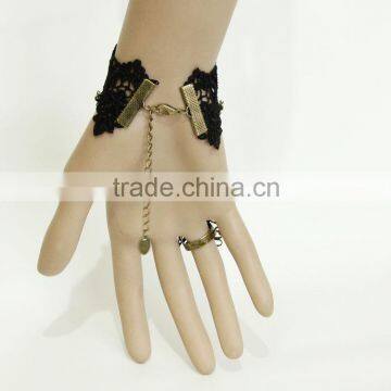 Vintage Style Black Lace Bracelet and Connecting Ring photo-2
