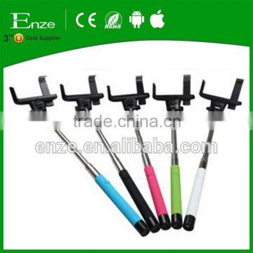 Colorful go pro foldable monopod selfie stick with bluetooth remote for iOS/Android system