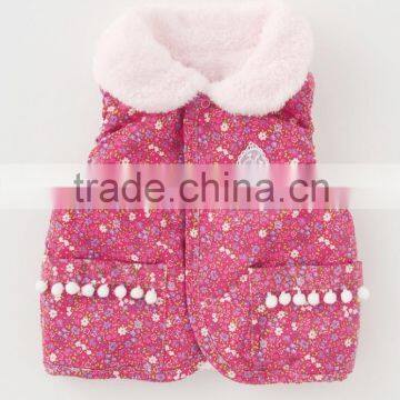 Japanese Wholesale Products High Quality Cute Flower Pattern Baby Winter Vest Toddler Clothing Kids Wear Infant Clothes