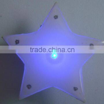 Star shaped plastic badge pin with led shining light