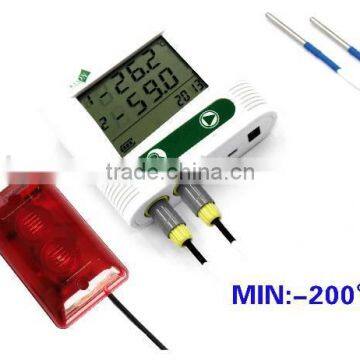 Dual/double external probe sound & light ultralow temperature data logger