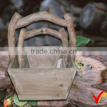 Farm Handmade Vintage Wood Indoor Hanging Baskets photo-1