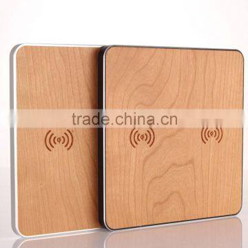 Dual Channels Wooden Qi Universal Wireless Charger Charging Pad