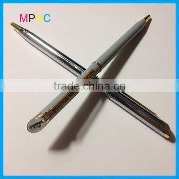 Advertising Slim Twist Mechanism Metal Pen with Crystal Top Logo