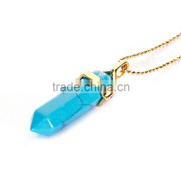 Gorgeous 1pcs Blue Turquoise Gold Plated Fashion Jewelry Necklace Pendant (Chain is not Included)