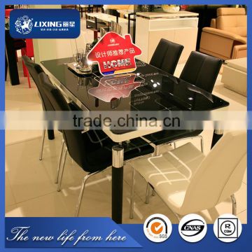 LT1019+LY1019#best price black tempered glass dining table