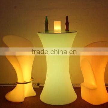 Coomercial furniture led colorful lamp high bar table and chairs