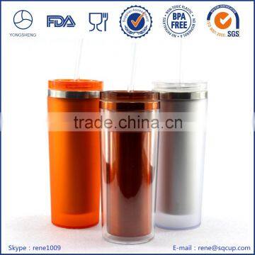 Hot product insulated double wall stainless steel cup with straw