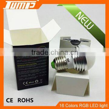 Factory competitive price E27 3W IR remote control LED light E27 3W RGB light