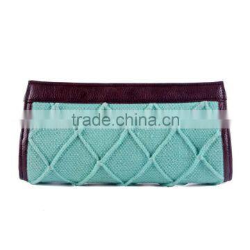 Natural Fibres Tufted Blue Ladies Clutch