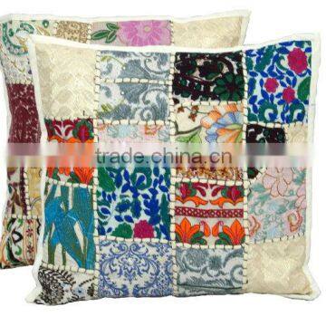 Indian Sari Throw Patchwork Pillowcase Patchwork Hnadmade Cushion Cover photo-2