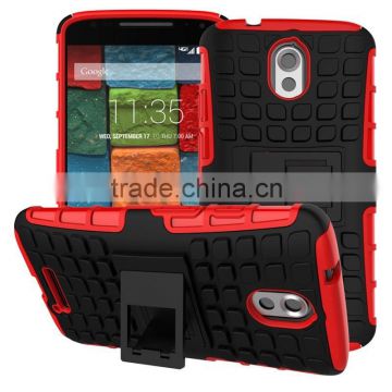 Dual layer armour TPU Gel case for Motorola X3 with kickstand