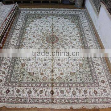 fashion kilim hand knotted pure silk carpet white