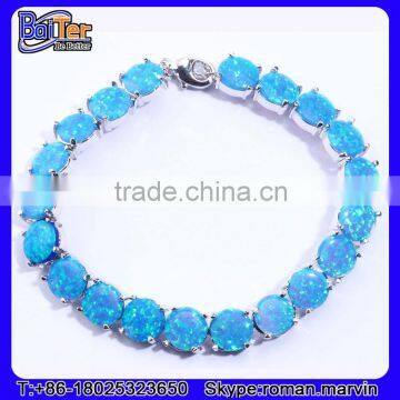 Wholesale Women Jewelry 925 Stelring Silver Synethic Fire Opal Bracelet